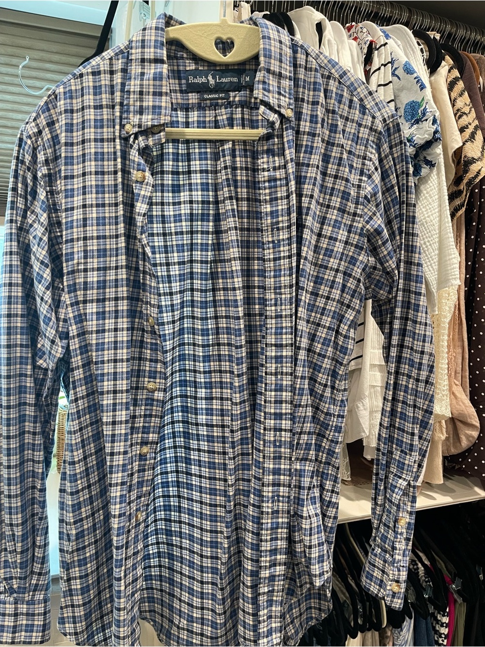 Ralph Lauren Navy and White Plaid Cotton Button-Up Shirt